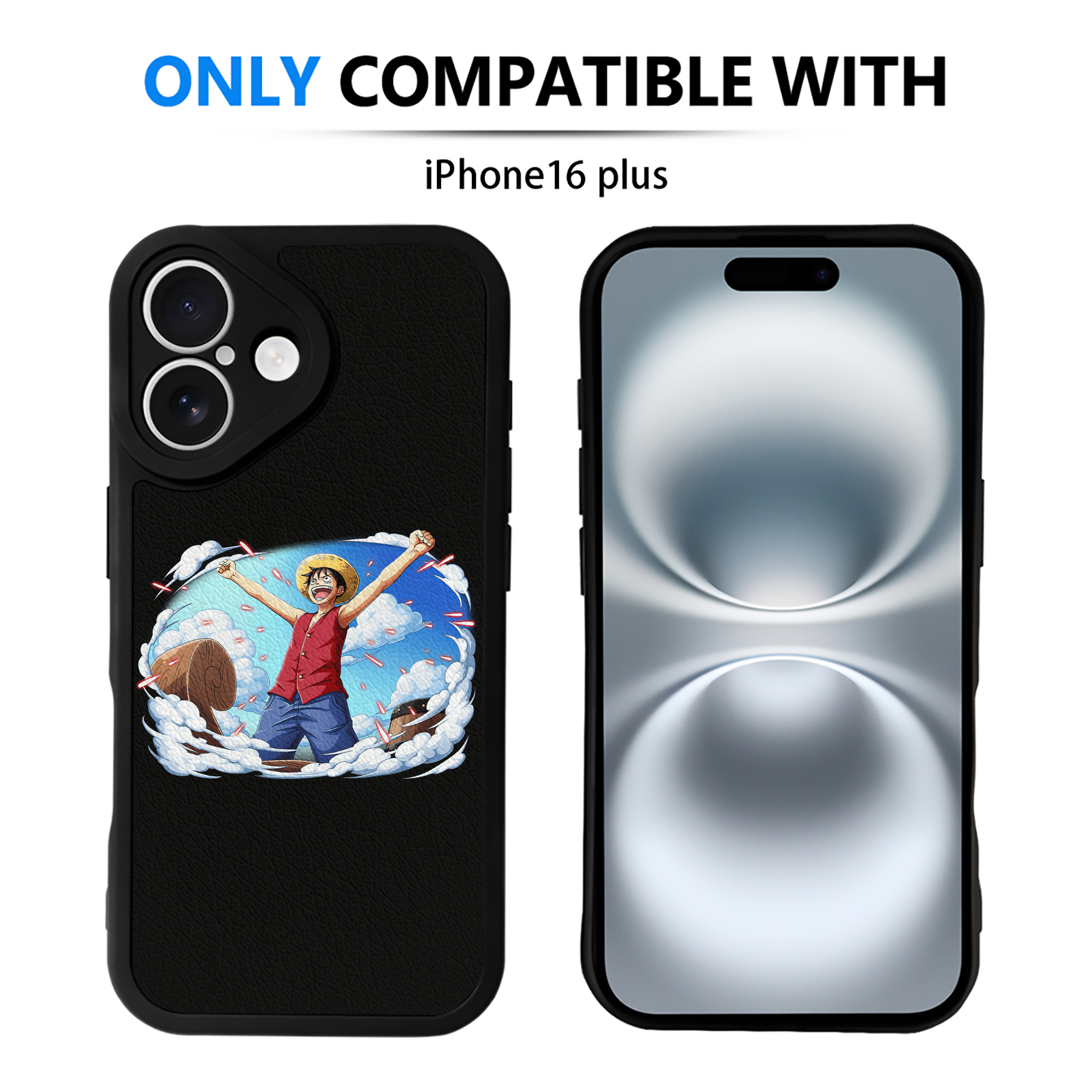 （画像用） ワンピース モンキー・D・ルフィ ONE PIECE Monkey D. Luffy 【iPhone 16シリーズ対応】シリコンスマホケース（レザー調） 材質：シリコン